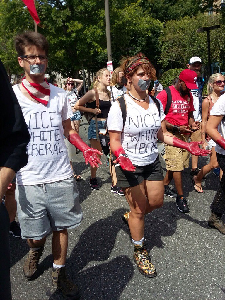 PhillySurj's tweet photo. We need anti-racists, not “nice white liberals,” to end police terrorism @REALjusticePHL #BlackDNCResistance https://t.co/ARwa2dBGwj