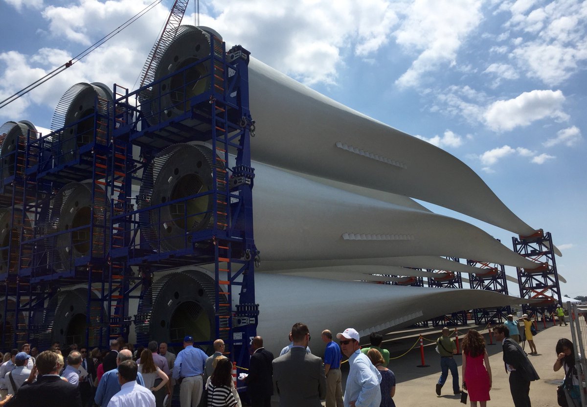 BITimes's tweet photo. The #BlockIsland #WindFarm blades were featured @ #DeepwaterWind #ProvPort event on Monday. Photo by @CassiusShuman https://t.co/U8RdebTDx1