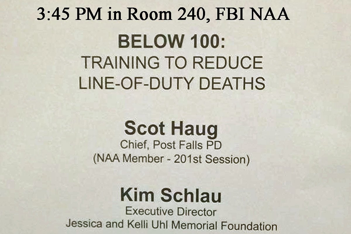 Below100's tweet photo. Don't Miss this Powerful Class at #FBINAA . Take someone w/you. See how to make difference in #OfficerSafety today! https://t.co/xsbLZrCpKy