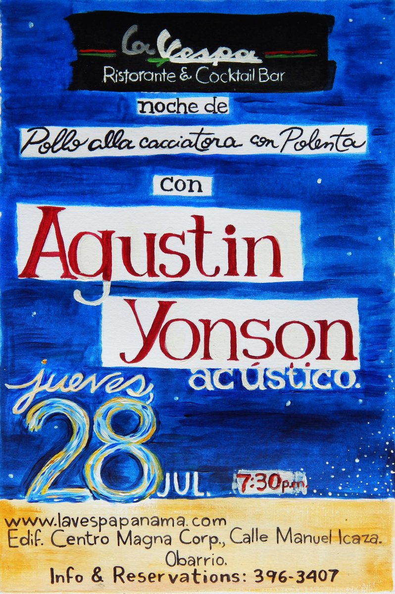 Este jueves en <a href="/LaVespaPanama/">La Vespa Panamá</a> habra música y comida italiana: Pollo alla cacciatora con polenta! Imperdible!!