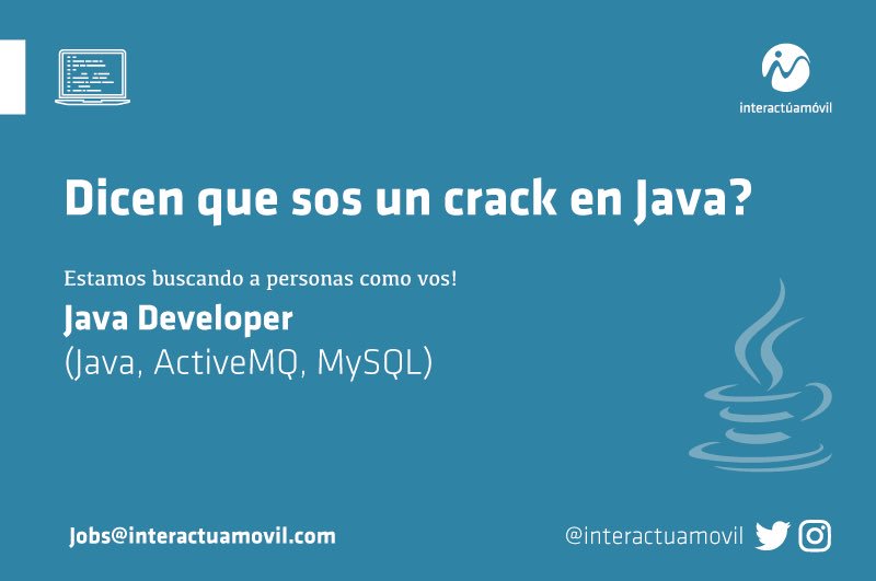 ubiquolabs's tweet photo. Sos un crack en #Java ? Escríbenos a jobs@interactuamovil.com #EmpleosGT #JavaGT #JavaGuatemala #EmpleosGuate https://t.co/GSu8ECLRc5