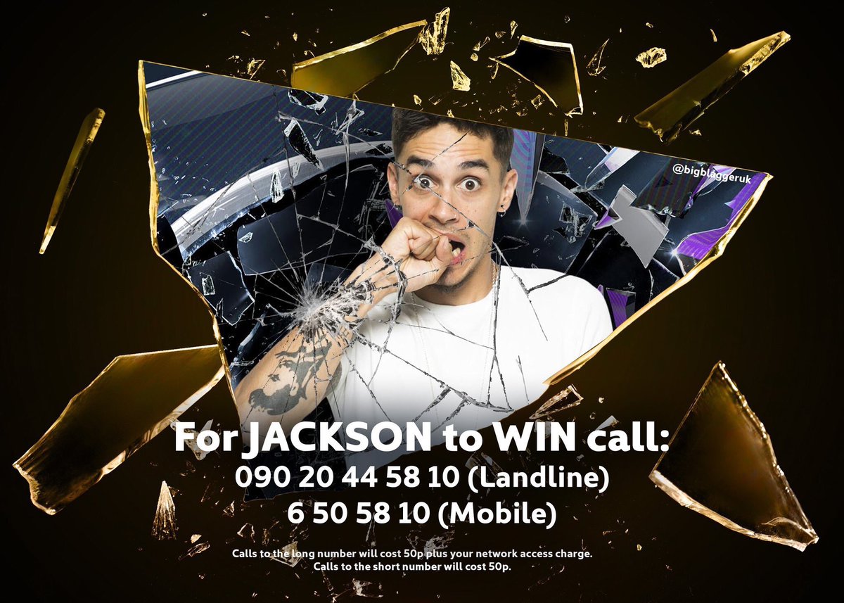 lovingbbuk's tweet photo. VOTE FOR JACKSON TO WIN!!! #BBUKLive #JacksonToWin https://t.co/Ma8SQAGyEq