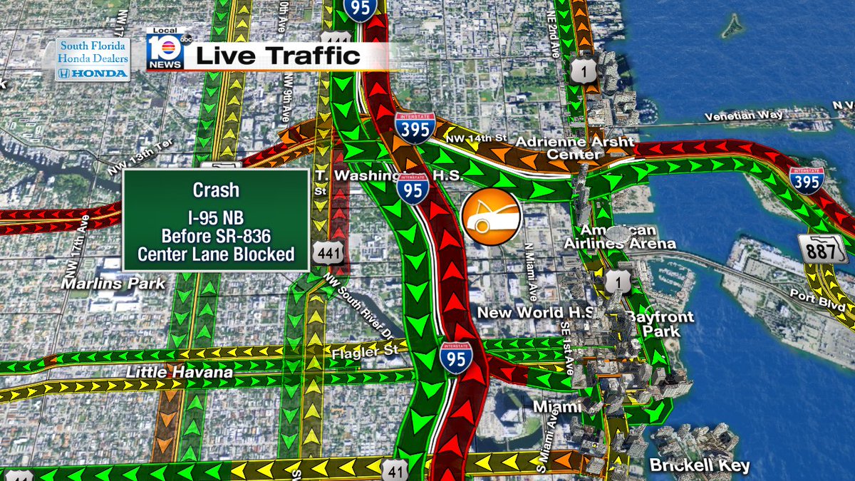 CRASH: I-95 NB before SR-836. A center lane is blocked. Expect delays. #TRAFFIC #MIAMI https://t.co/TOM8jDHZkp