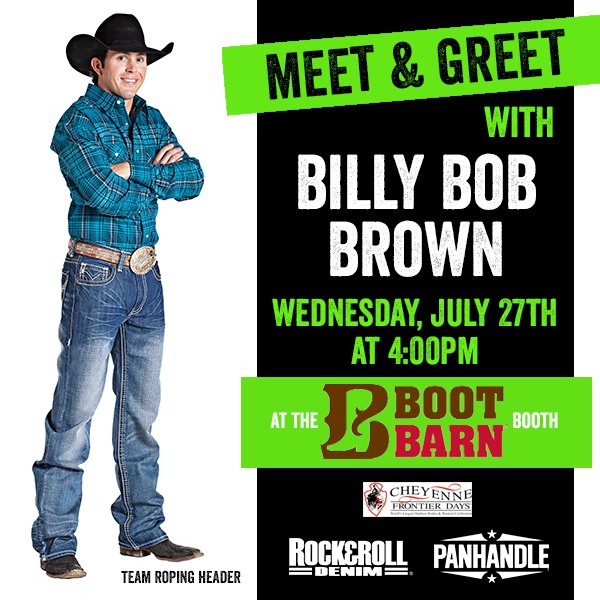 Come meet <a href="/BillyBobBrown23/">Billy Bob Brown</a> at the <a href="/bootbarn/">Boot Barn</a> booth! #TeamPanhandleWW #TeamRockandRoll