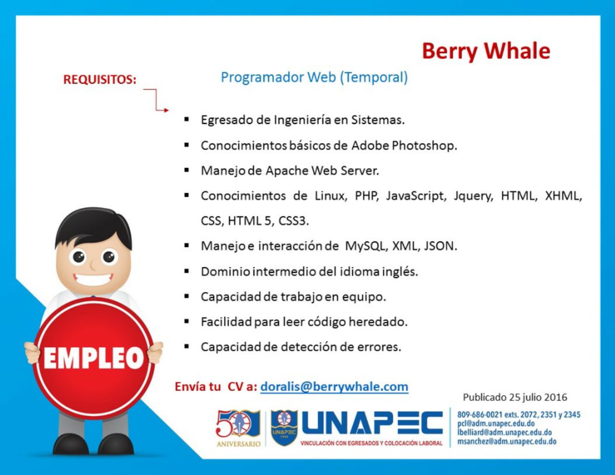 UNAPEC's tweet photo. Aprovecha estas oportunidades. https://t.co/YP8Fta7amT