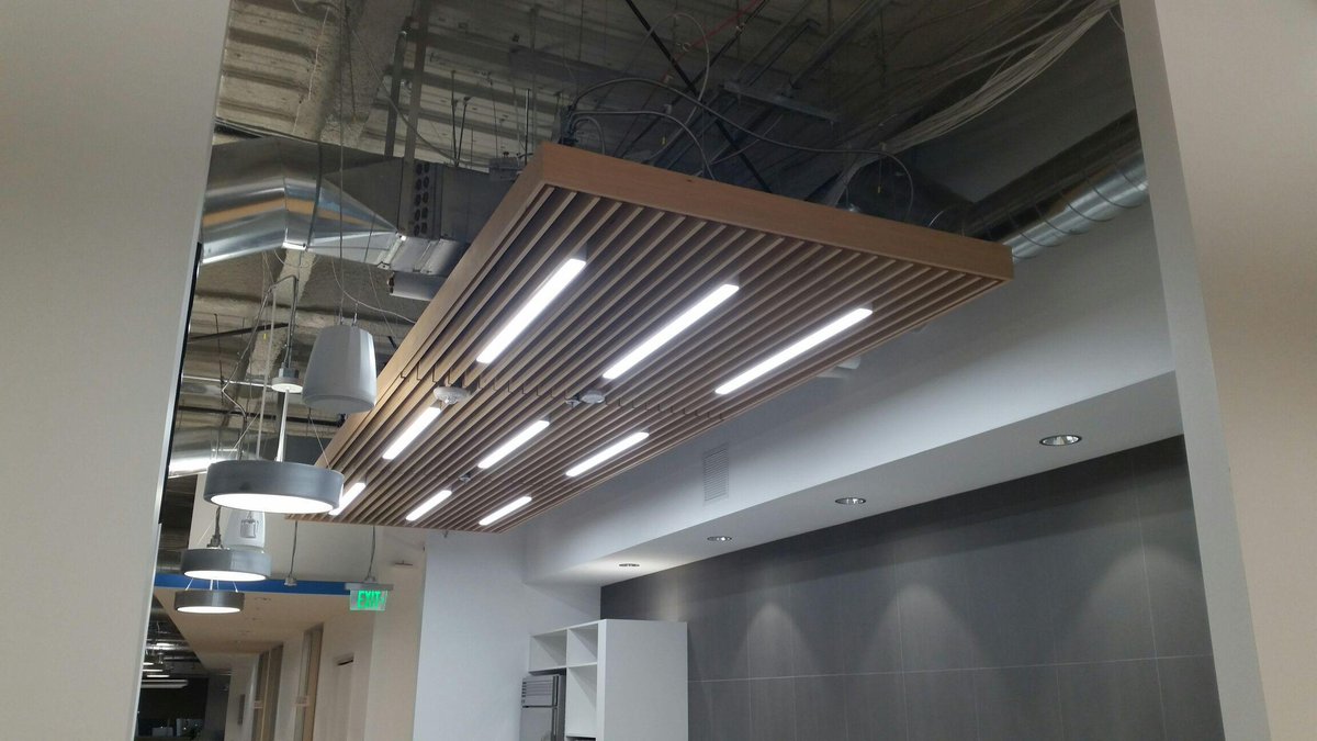 Wood ceiling installed at Health Plan of San Mateo for Skyline Construction