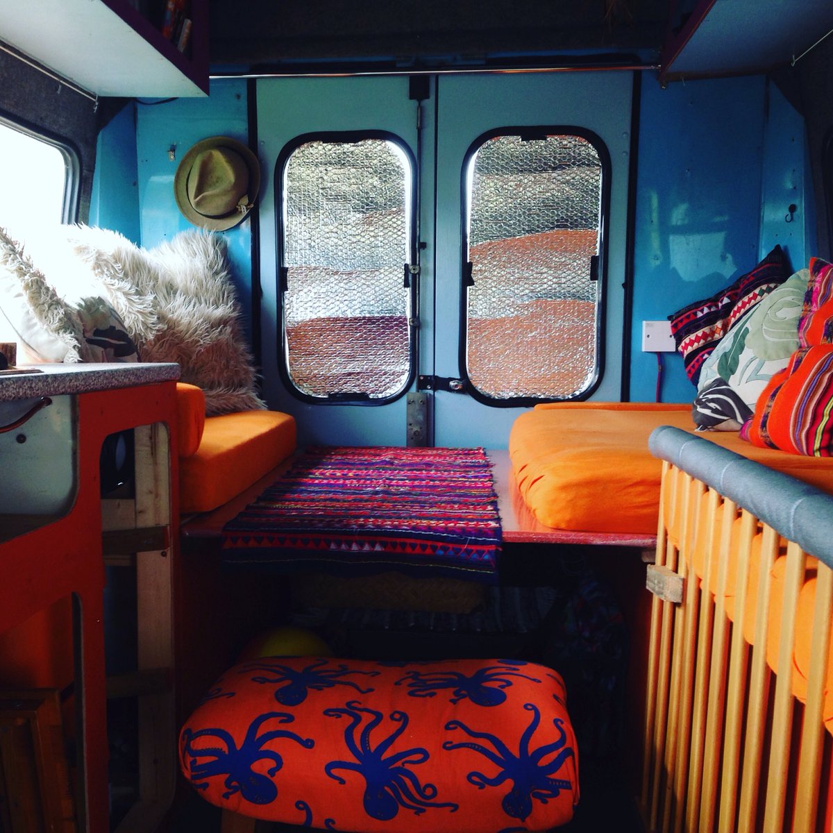 Dairyclothing's tweet photo. Laura Orange our #campervan is finished now #digitalnomad #retrocampervan #vintagevan #offgridliving #solarpower โค๏ธ๐ฎ https://t.co/7wVng4P1ue