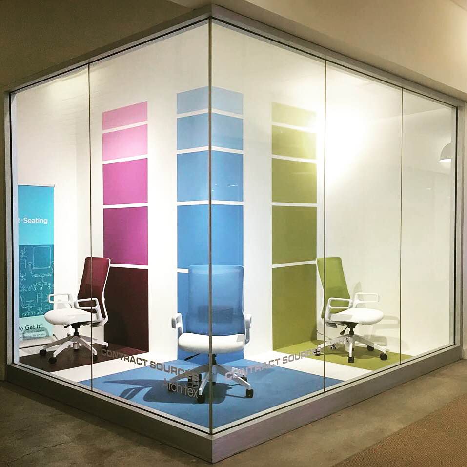 We love <a href="/contractsources/">Contract Sources</a> colorful Novo-centric showroom display @bostondesigncenter! #SitOnItSeating #InteriorDesign