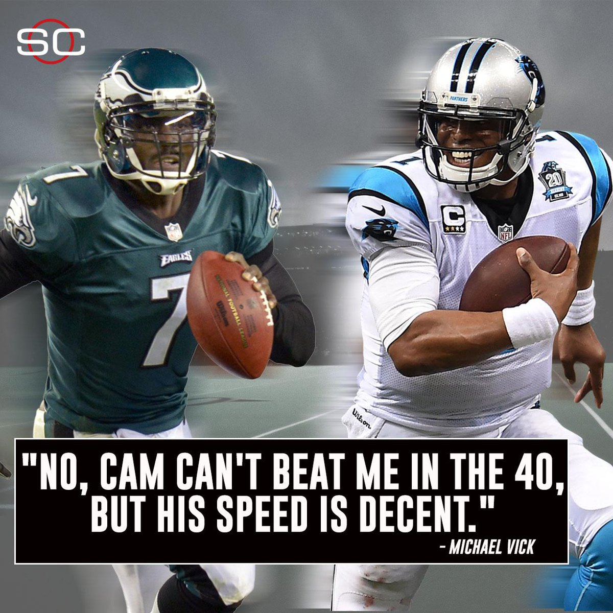 Michael Vick, 36, says that he could still beat Cam Newton in the 40-yard dash. es.pn/29XVXCh