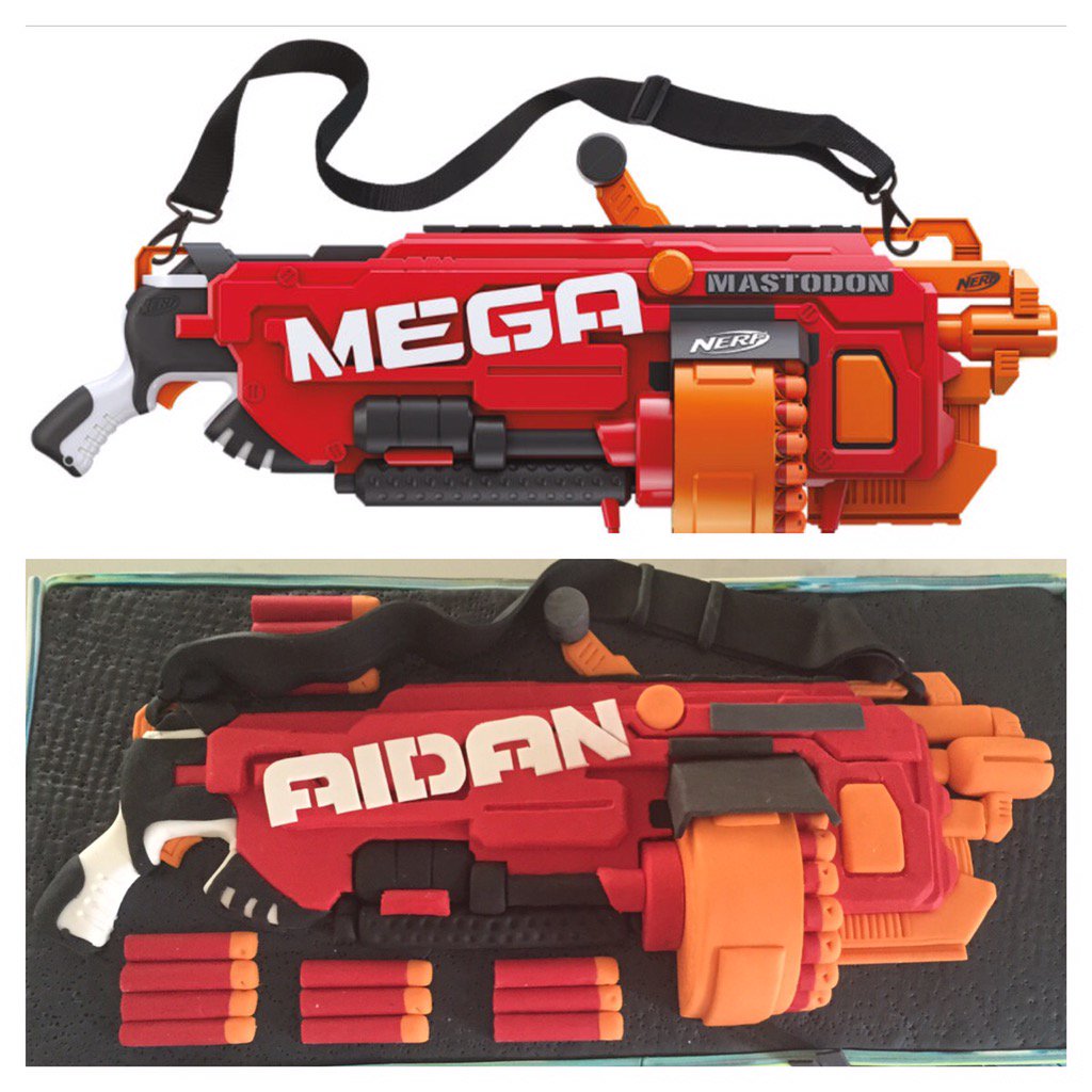 jaime_of_wicked's tweet photo. Not to pay myself on the back, but *pats self on back* #NERFcake #cakethat https://t.co/LPsq7zRIvS