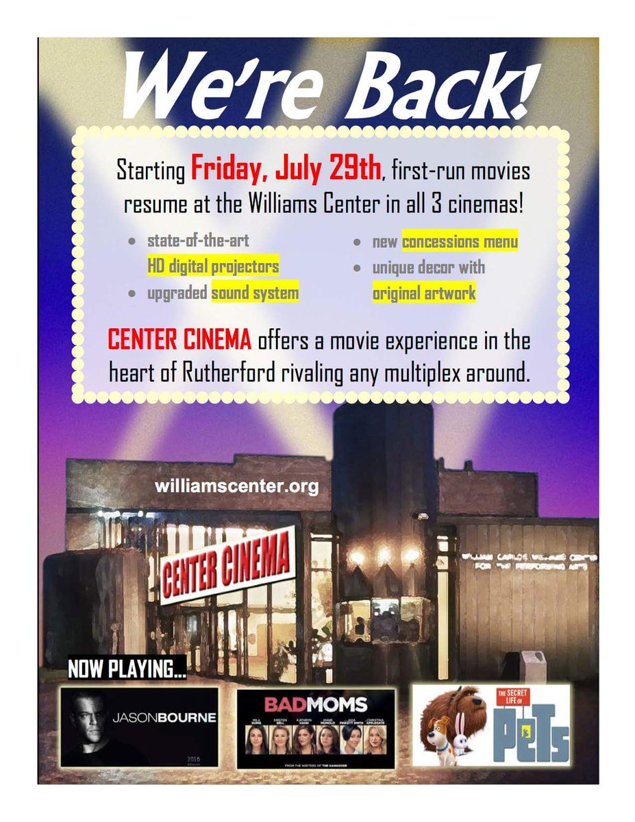 WilliamsCtrRuth's tweet photo. https://t.co/NcYUgL2hVG First run movies return this Friday! https://t.co/7PeonlKg2q