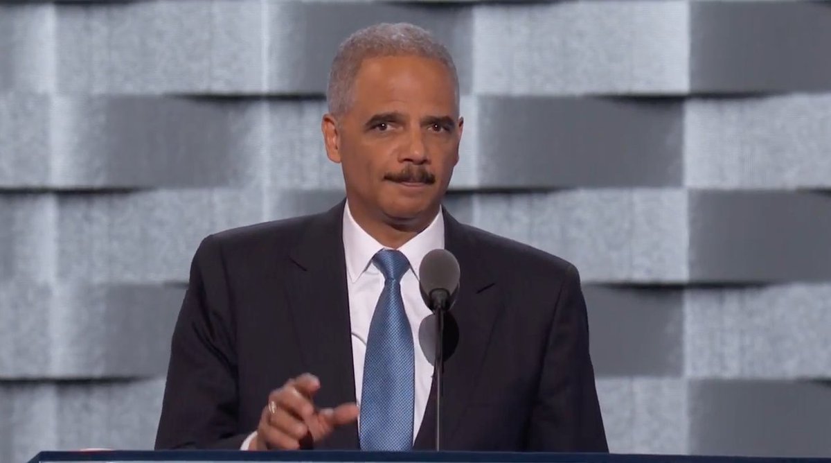 HuffPost's tweet image. Eric Holder: "We need a president who will end this policy of over incarceration." #DemsInPhilly