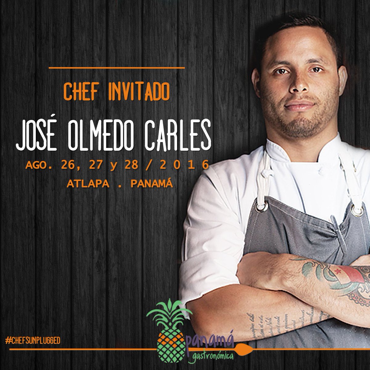 panamagastro's tweet photo. José Olmedo Carles - Del 26 al 28 de agosto podrás conocerlo en #ChefsUnplugged #PTYG2016 https://t.co/5t2AGk4U3G