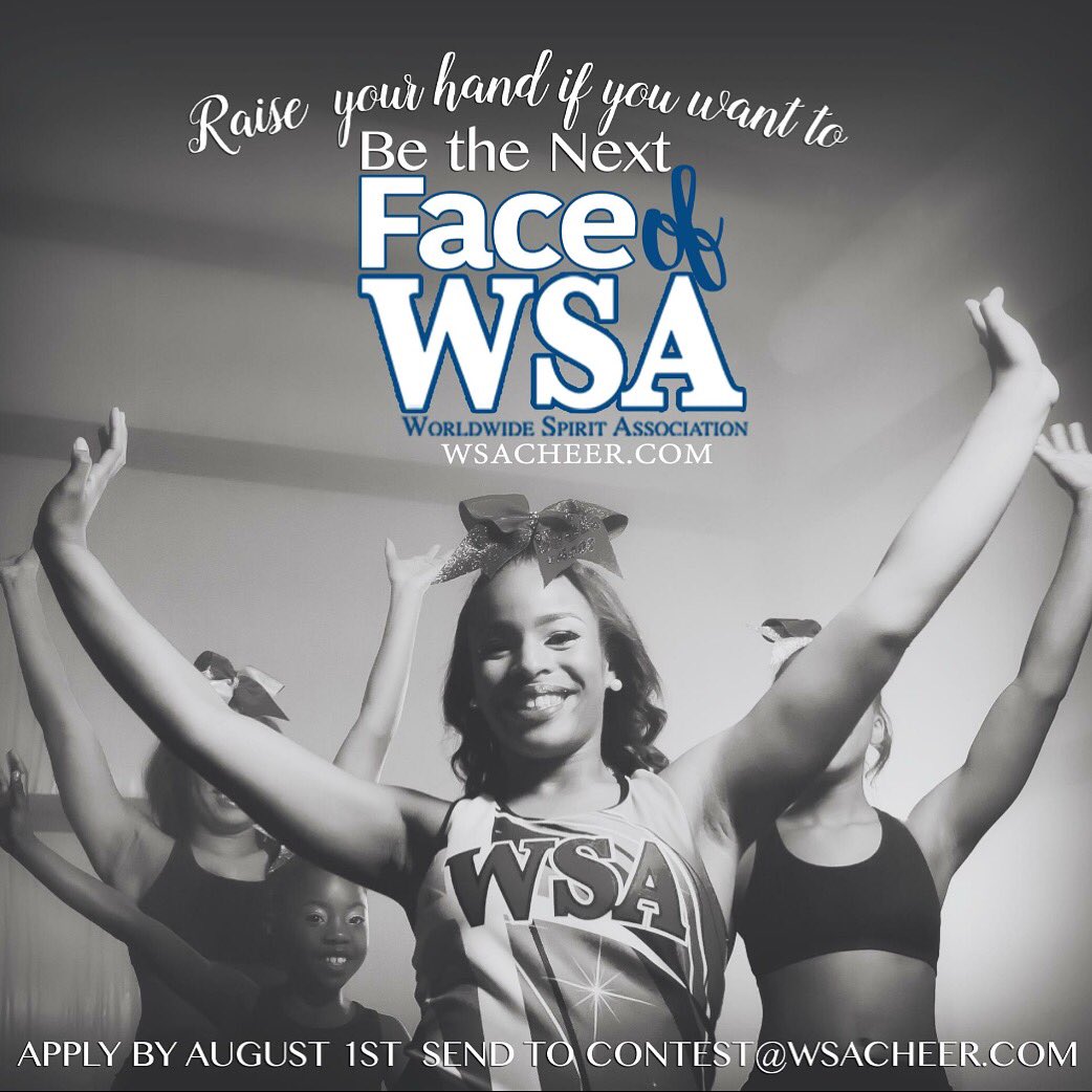 WSAcheer's tweet photo. Be the next #faceofwsa apply by Monday August 1st! #wsacheeranddance #jrfaceofwsa #srfaceofwsa #cheerambassador https://t.co/LVAnBU29Fd