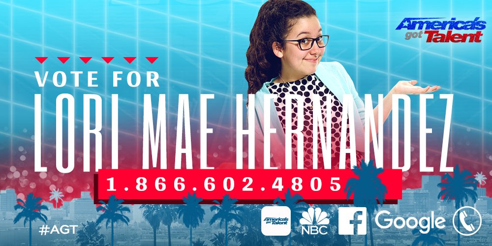 Retweet if you know who you’re voting for tonight and it’s <a href="/LoriMaeH/">Lori Mae Hernandez</a>. #AGT