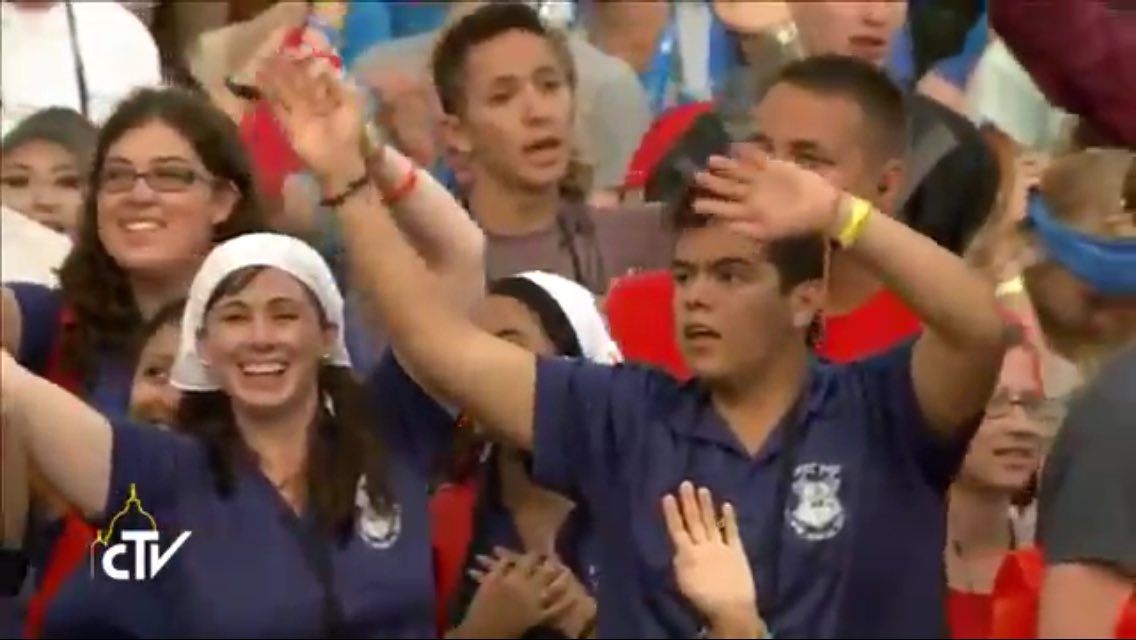 StPaul_YM's tweet photo. Check out our pilgrims on tv!!! NBD. We're just all geeking out. #Krakow2016 https://t.co/oDrXDfvJzr