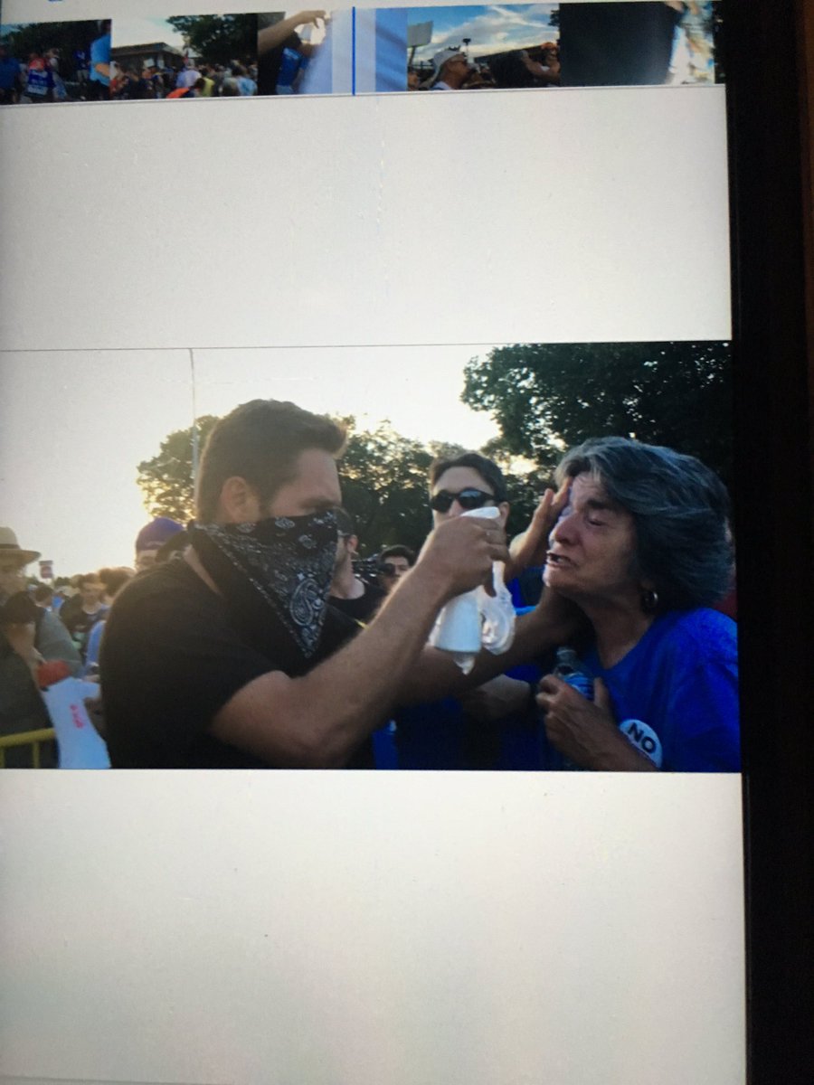 Dalrymple's tweet photo. Another protester, Dylan Ramos, showed me video of a woman being treated after apparently being pepper sprayed. https://t.co/eA1El253Yr