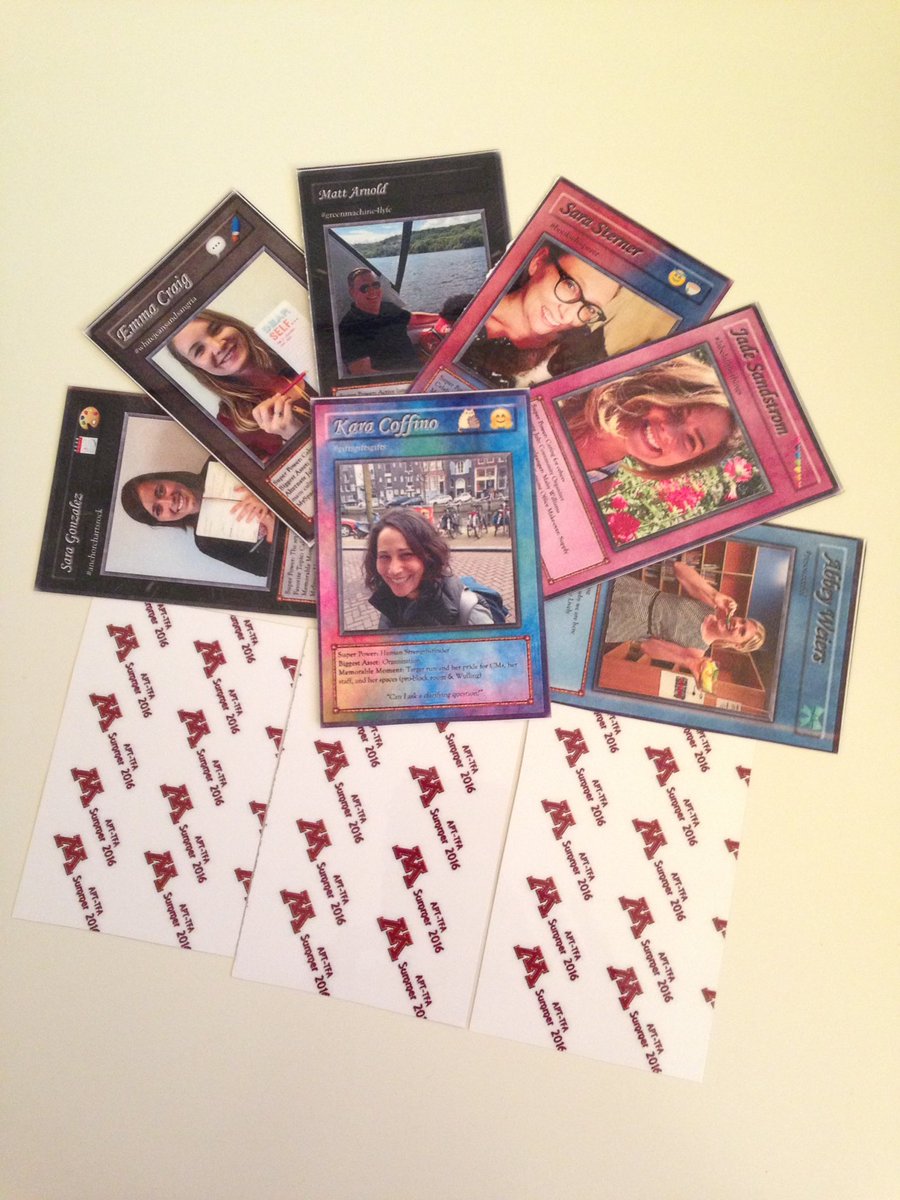 kcoffino's tweet photo. Hot off the presses! 2016 Summer Residency staff trading cards are in circulation! @APT_TFA #apttfa16 https://t.co/JlnBkcsQ5F