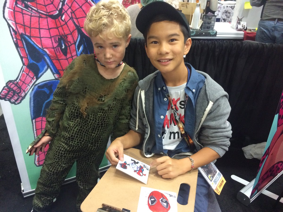 WeekendExplorer's tweet photo. My nephews are inspired by future comic artist legend @EthanCastillo05 at @Comic_Con! #cutekid #ccsd #CCSD2016 https://t.co/3b3nI9svEf