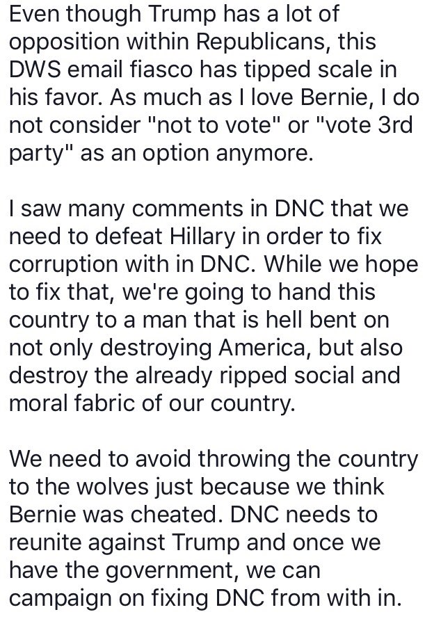 MissTabahi's tweet photo. #FoodForThought #HillNotJill #BernieOrBust #FeelTheBern #DNCinPHL #DNCWalkOut #NeverTrump #DemConvention https://t.co/4ntChJRzFs