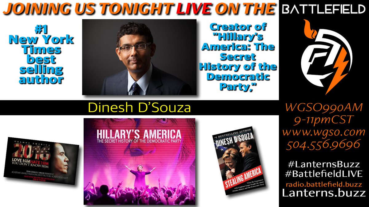 WDFTrey's tweet photo. @DineshDSouza COMIN'UP NEXT #BattlefieldLIVE #WGSO990AM 5045569696 https://t.co/4sGfAEIhaj &amp; https://t.co/hDWfDjE55d https://t.co/zLV1ylI1Gl