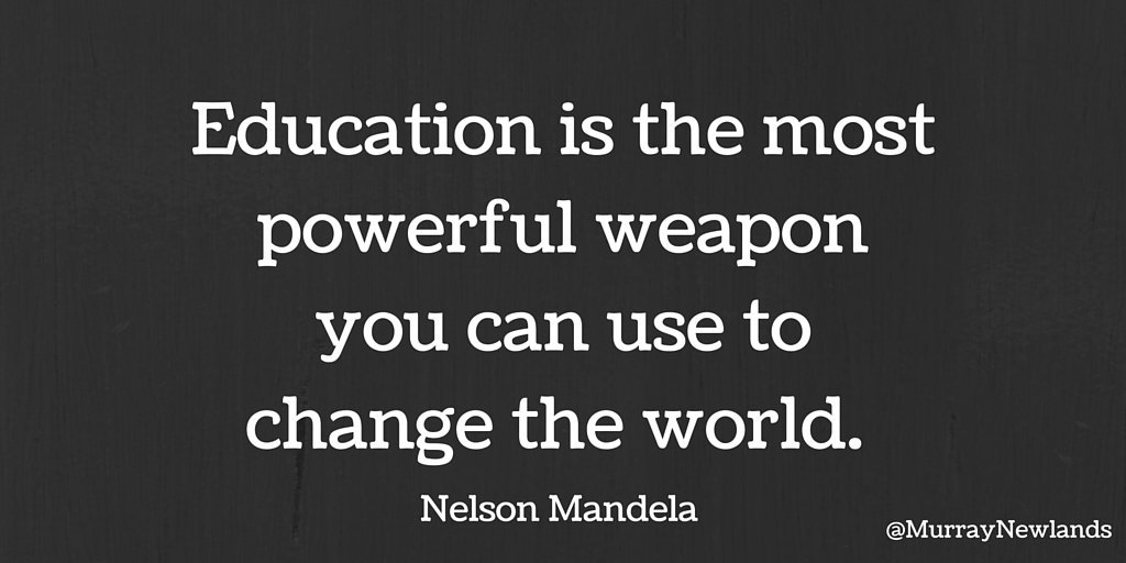MurrayNewlands's tweet image. Education is the most powerful weapon you can use to change the world - Nelson Mandela #TuesdayMotivation