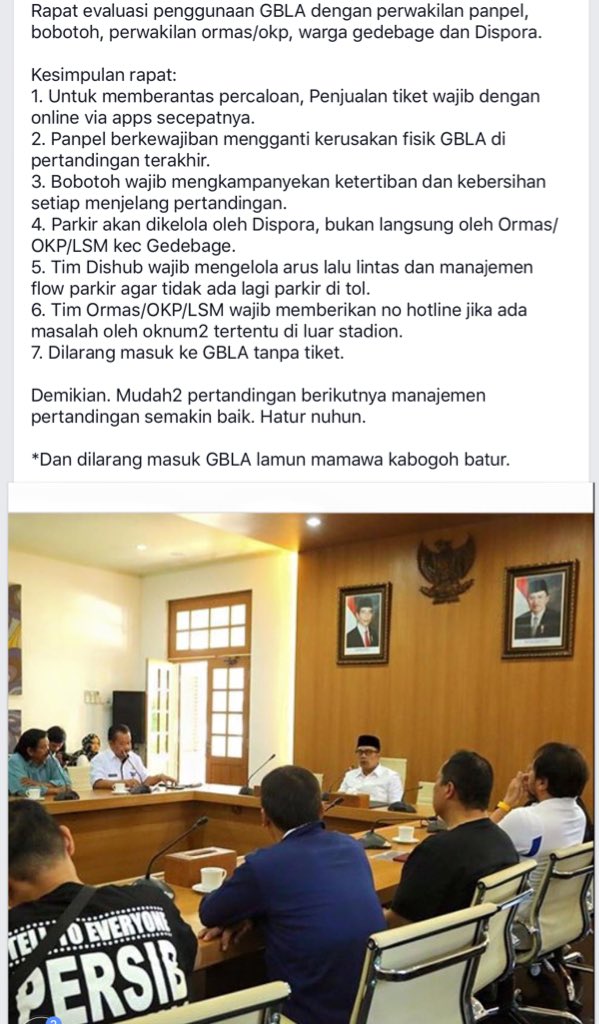 Hasil rapat evaluasi dengan Panpel Persib dkk terkait penggunaan GBLA.