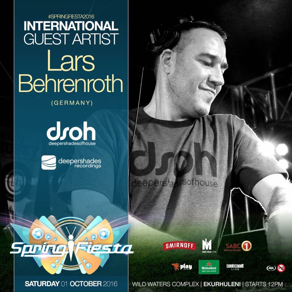 SpringFiestaSA's tweet image. Incase you missed it. @LarsBehrenroth joins the #SpringFiesta2016 Line Up Phase 2 Tickets: soulcandi.nutickets.co.za