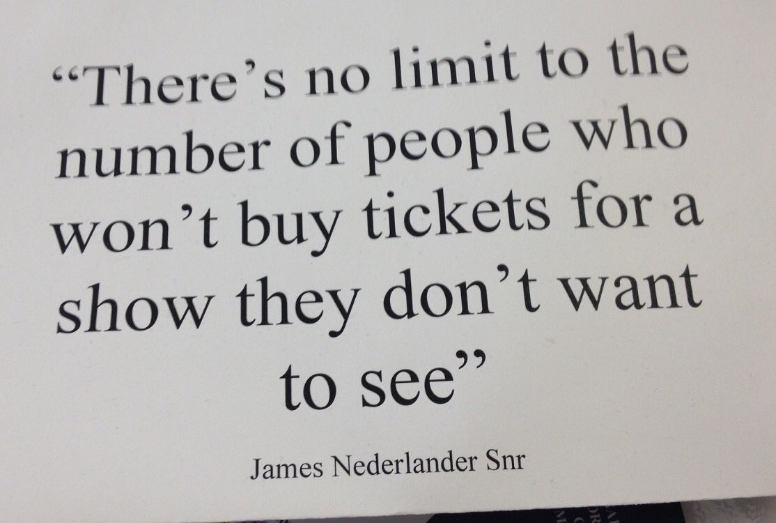 Sad news about Broadway legend Jimmy Nederlander Sr who died yesterday. This quote from him continues to inspire me