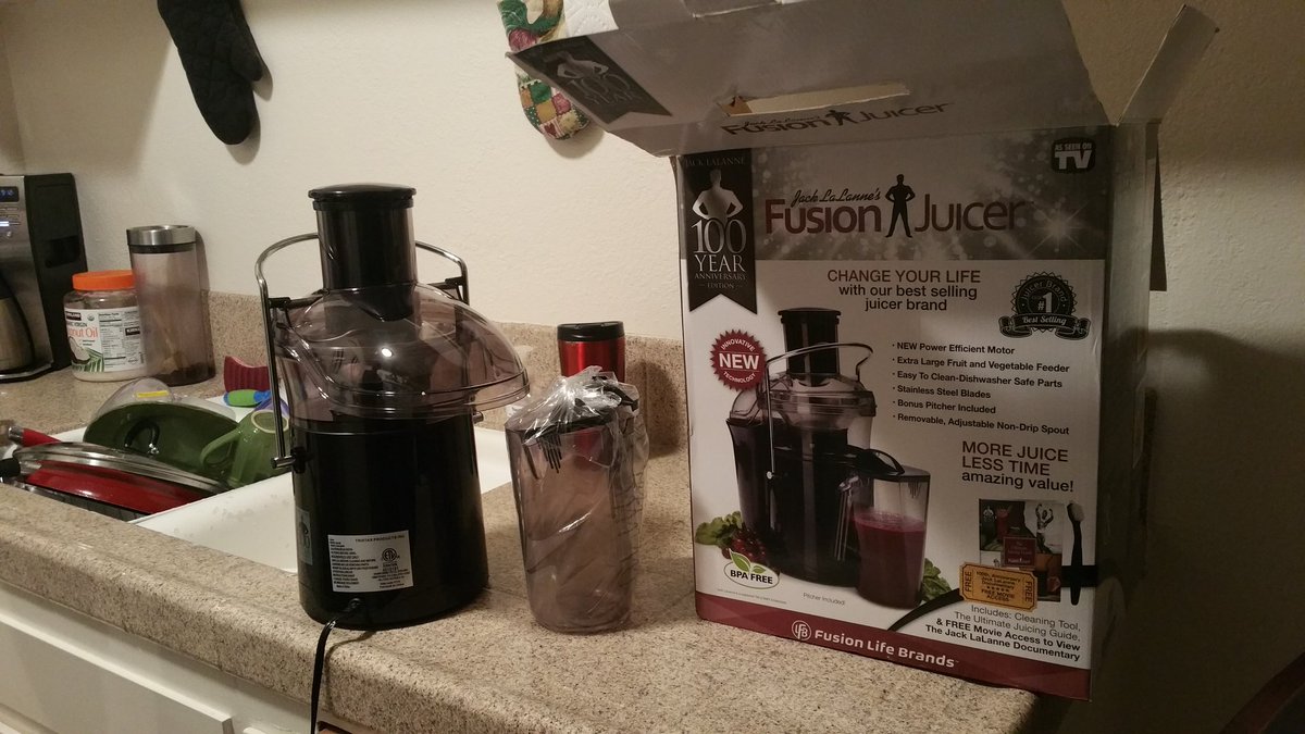SugarSobriety's tweet photo. @JoetheJuicer - just picked up our juicer! Excited to start juicing and stomping out the sugar!! https://t.co/1S0L8ugnpQ