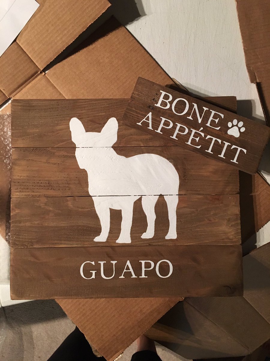 Little Guapo is a lucky pup. #ilovemydog #luckypup #customdogsign #frenchbulldog