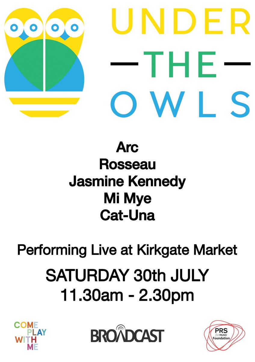 With <a href="/BroadcastLds/">Broadcast Leeds</a> <a href="/UnderTheOwls/">Under The Owls</a> we're bringing Arc,Rosseau, <a href="/AJasmineKennedy/">Jasmine Kennedy</a> <a href="/mimyeband/">mi mye</a> + <a href="/_CatUna_/">Cat Una</a> to Kirkgate Sat