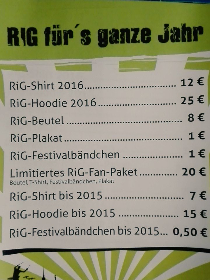 RockImGruenen's tweet photo. @ueberdenkend @bltzlcht  Festivalbändchen für 2016 Kosten 1€, die Bändchen von vorherigen Jahren 0,50€! #RiG2016 https://t.co/Vk1MZ9PhiX