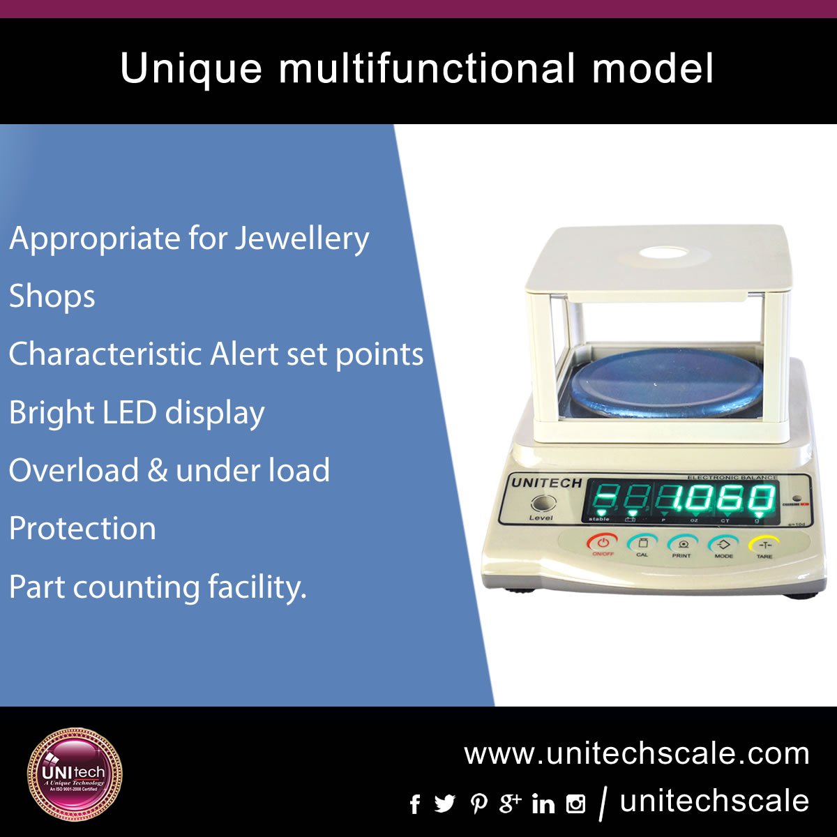 UnitechScale's tweet image. This classic model having Full Tare Facility, Part countingFacility.
#HighAccuracy #Qualityproduct #multifunctional