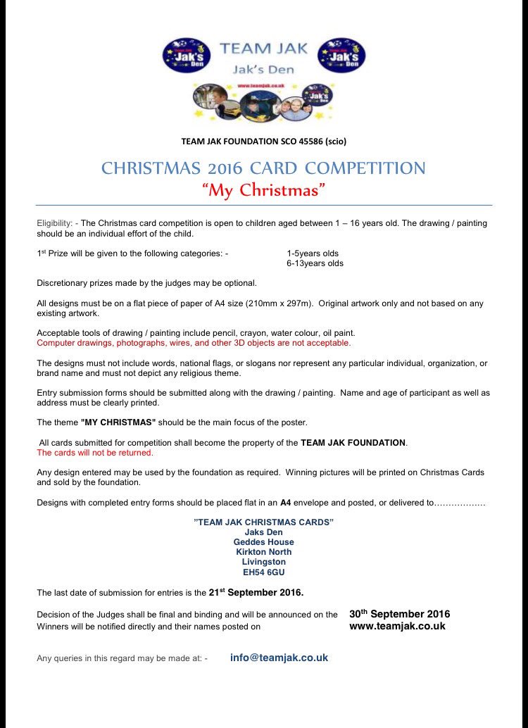 jaksjourney's tweet photo. ⭐️🎅 Christmas Cards 2016 🎅⭐  kids bored- get them designing this years Team Jak Christmas cards- happy designing.💙 https://t.co/orCWuHusqE