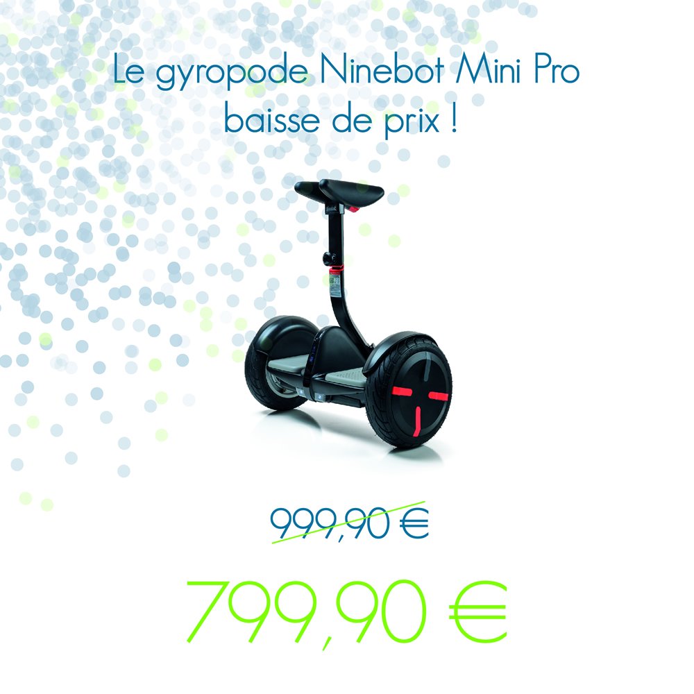 ninebotFR's tweet photo. Le #gyropode #NinebotMiniPro passe à 799,90€ soit 200€ de #réduction ! Nos revendeurs : https://t.co/CEnggURyng https://t.co/VeqeHZRmzf