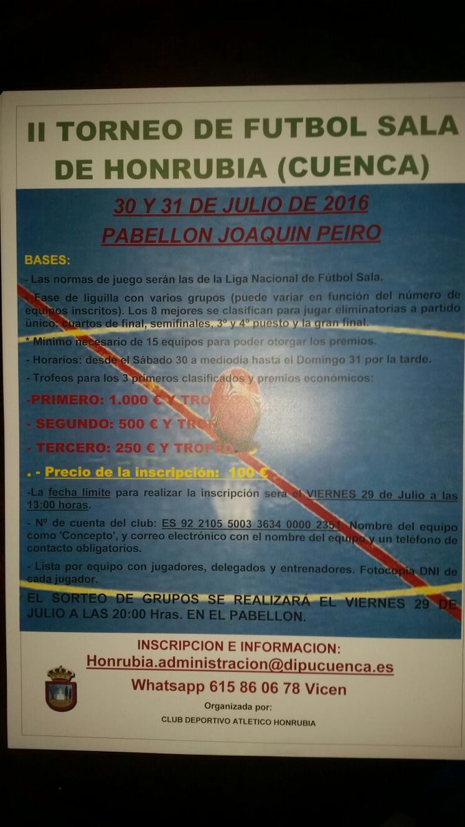 II Torneo de Fútbol Sala en Honrubia. Últimas plazas
