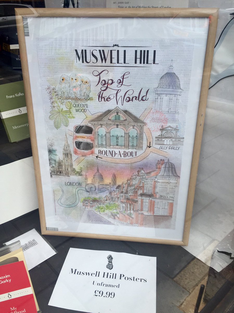 muswellhillbks's tweet photo. Wonderful new Muswell Hill posters for sale by local artist Ben Bacon! #muswellhill #bookshop https://t.co/GaqTDgcIRu