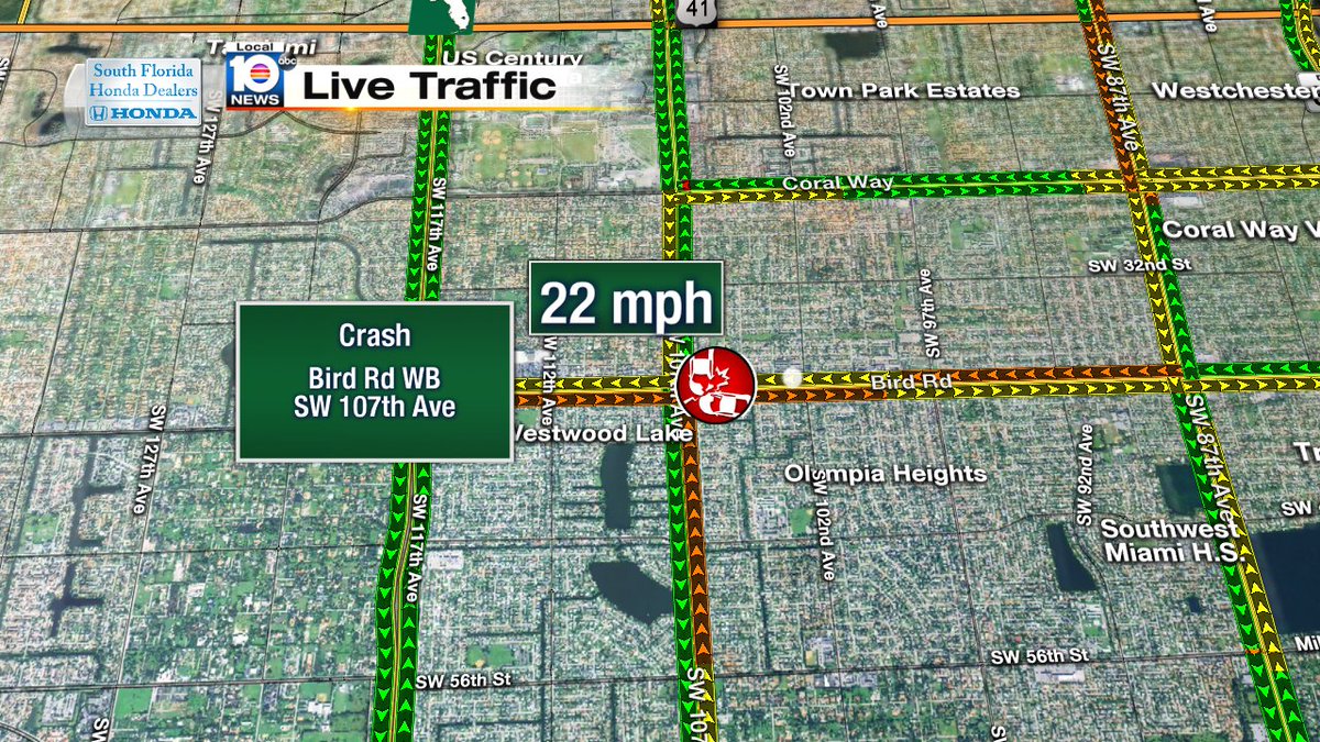 Crash on Bird Rd WB at SW 107th Ave #TRAFFIC #MIAMI https://t.co/56q9YqEKVz