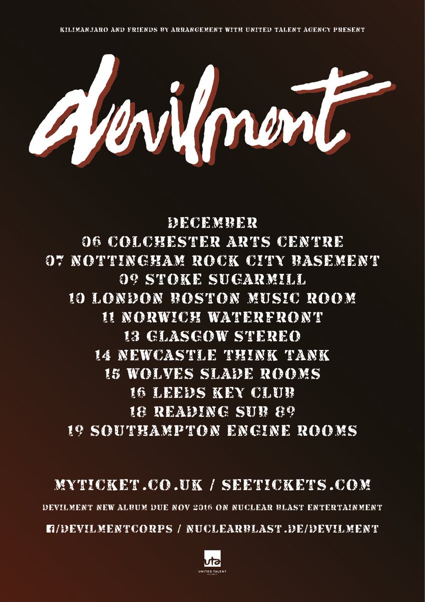 Led by Dani Filth, <a href="/Devilmentalist/">Devilment</a> are playing at The Sugarmill on 9th December. Tickets on-sale this Friday.