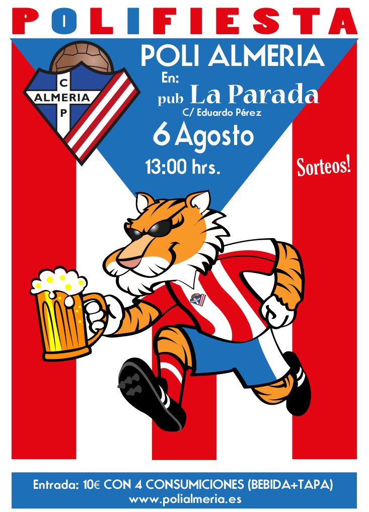 PoliAlmeria's tweet photo. Queremos celebrar con todos vosotros el debut en División de Honor. Apuntate a la Polifiesta en @PubLaParada https://t.co/t2ChbJF1v9