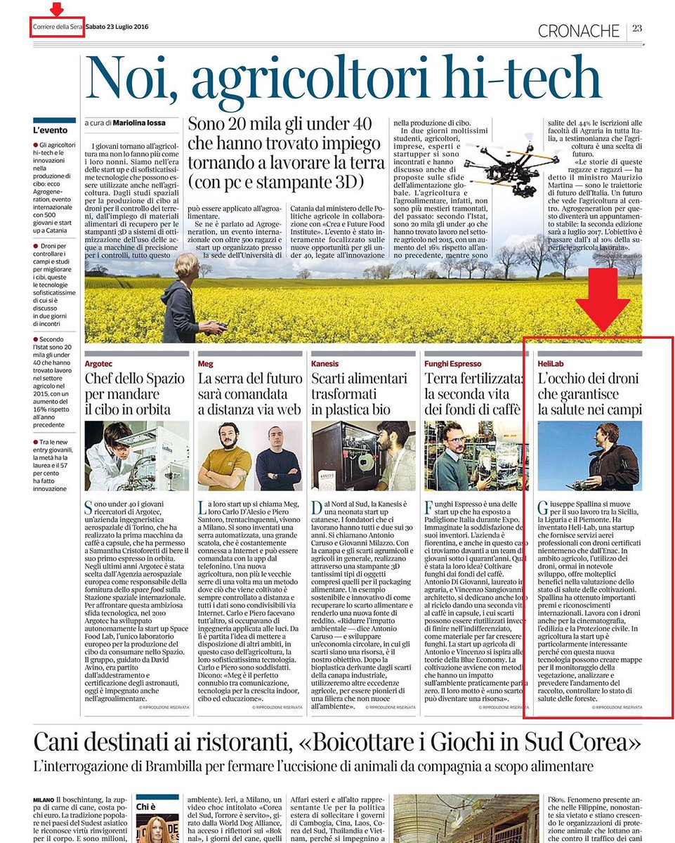 Alimenta2Talent's tweet photo. RT @blondedaniela: RT @HeliLab_Droni: #HeliLab sul @Corriere #agrogeneration https://t.co/giKakm5How