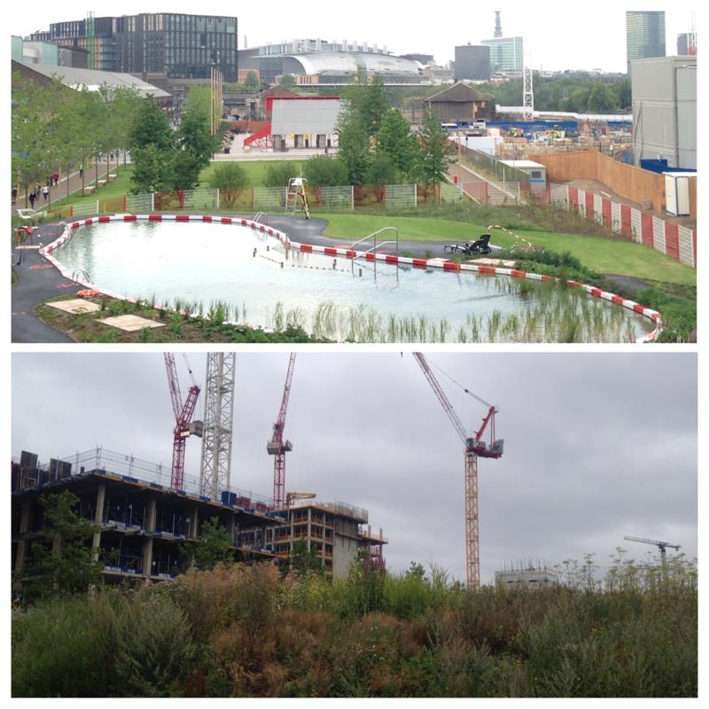 propertyrose's tweet photo. One year on - development soaring in heart of King's Cross. @JLL Swim Group enjoying #Argent KX Pond. https://t.co/6vIaSCWABj