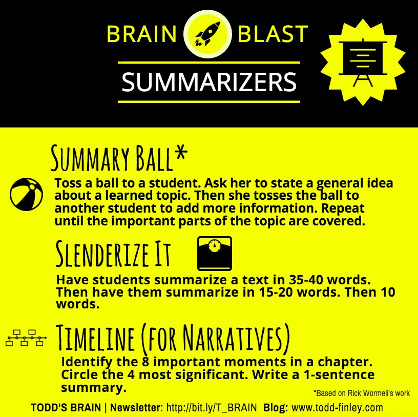 finleyt's tweet photo. #Summarizing #Strategies Brain Blast #edchat #sunchat #aplitchat | Weekly Tips Here --> https://t.co/rg7HN6nD1G https://t.co/dJrtwB3pCS