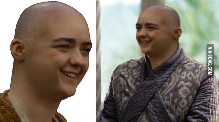 9GAG's tweet photo. A girl has no hair. #Arya #GameofThrones
https://t.co/oNCC0x21Be https://t.co/dcSCIlpVrC