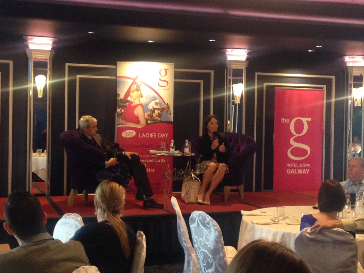ThegHotel's tweet photo. The inspirational @Ruby_Walsh &amp; @katiewalsh9 telling our guests about their life in racing #GalwayRaces https://t.co/Wk7ETyRdAd