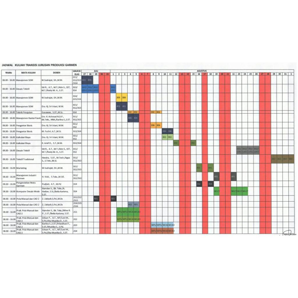 Jadwal kuliah transisi part 1