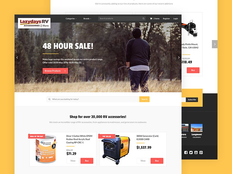 An unused concept for a camping eCommerce site we designed - dribbble.com/shots/2862187-…