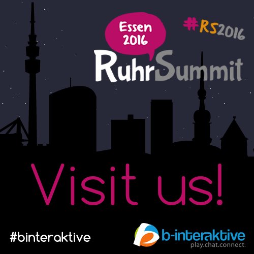 binteraktive's tweet photo. WIR SIND DABEI! Besucht uns beim @RuhrSummit Mehr unter https://t.co/k3Zg1ut2bp
#RS2016 #binteraktive #Ruhrgebiet https://t.co/ZNtoZz21ck