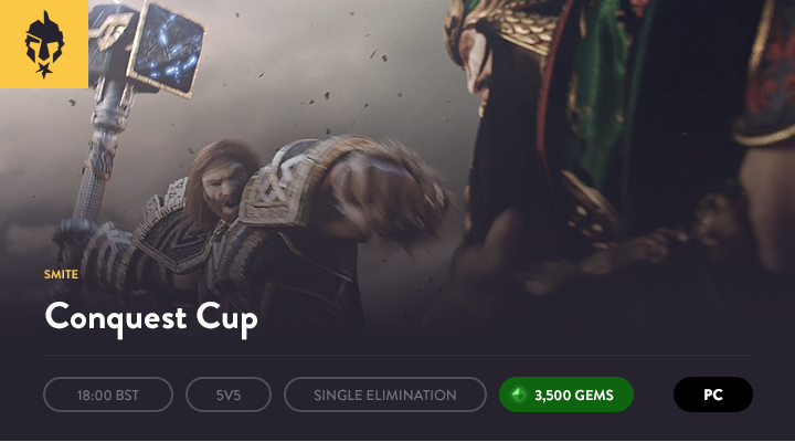 EGL_SMITE's tweet photo. Registrations for today's @SmiteGame (PC) Conquest Cup are now open - https://t.co/r4fmCLaZj4 #SMITE https://t.co/SJsPl8b5j1